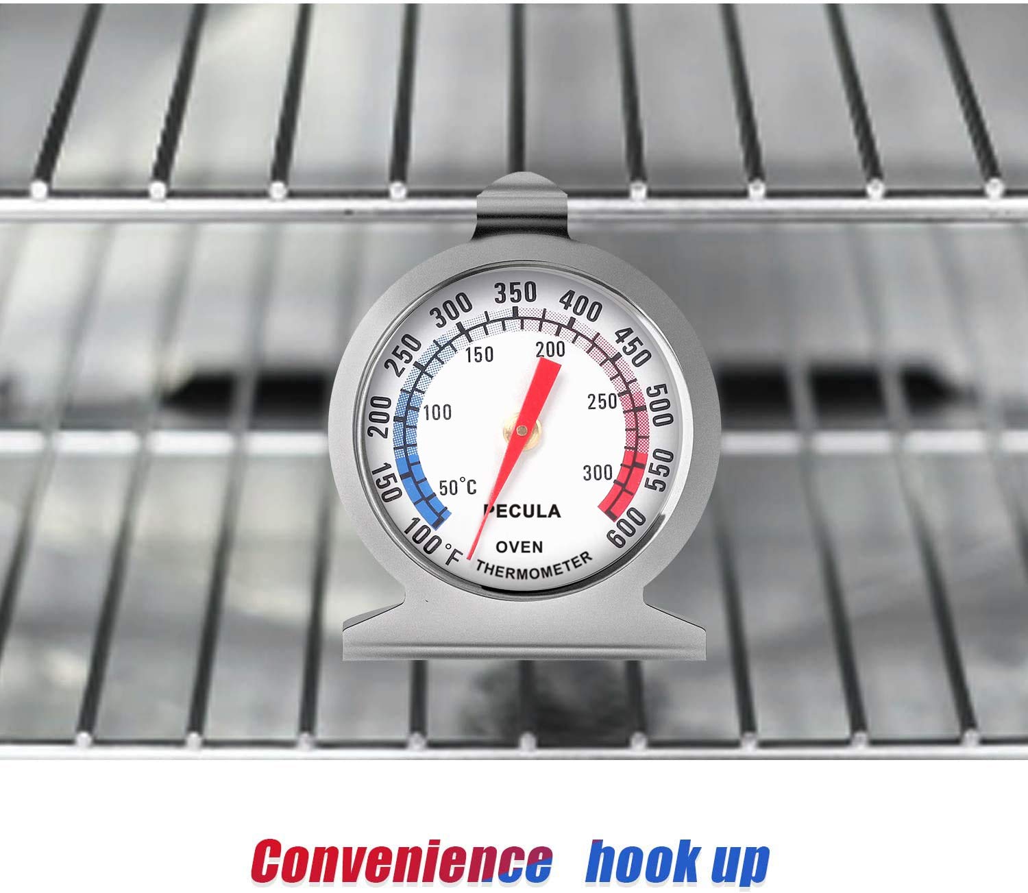 Oven Thermometer 50-300C/100-600F, Oven Grill Fry Chef Smoker Analog Thermometer Instant Read Stainless Steel Kitchen Cooking Th